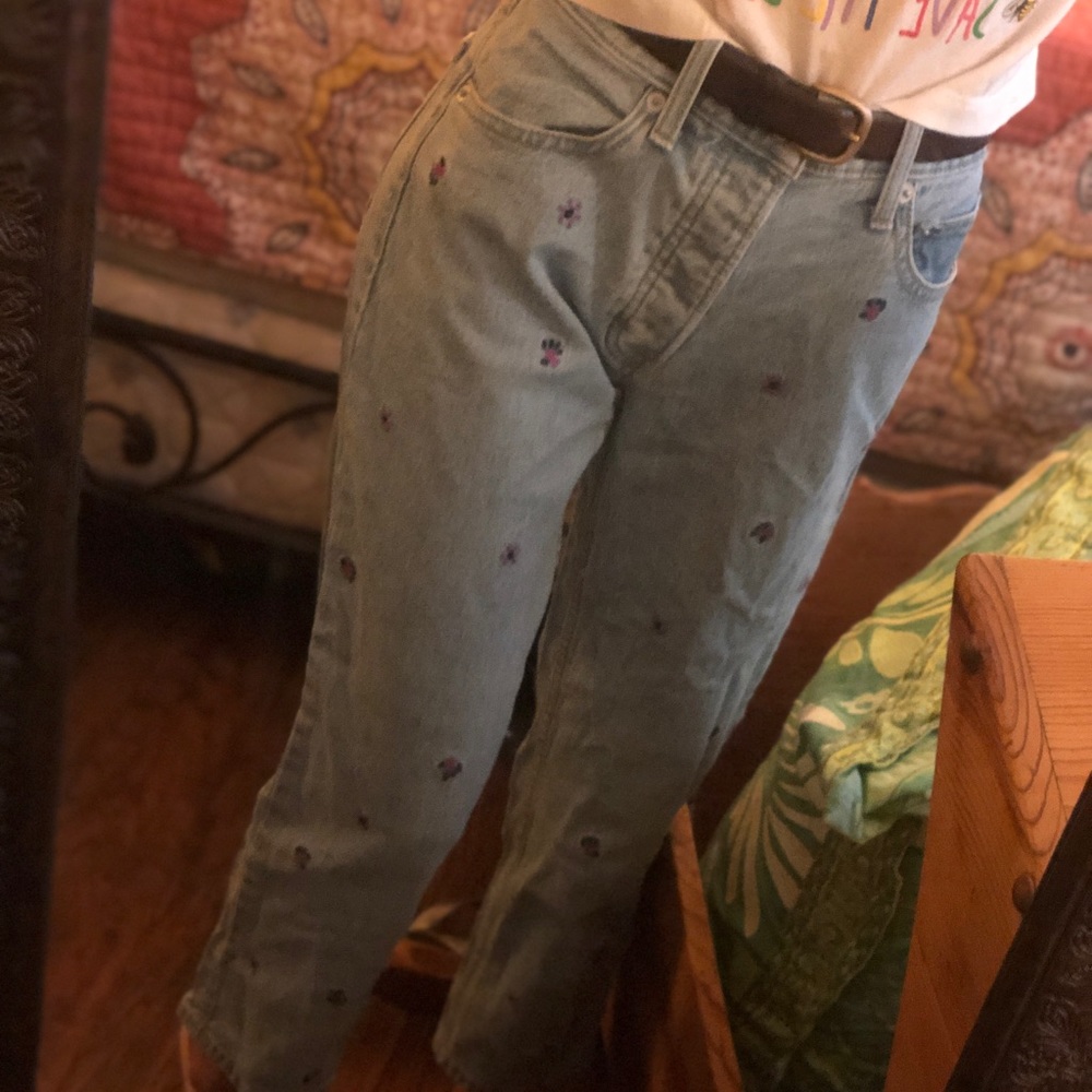 Embroidered Ankle length Jeans